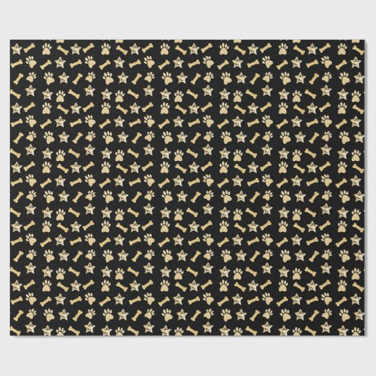 Black Gold Pet-Prints, hondenbonen en kerstmis Cadeaupapier (Vlak)