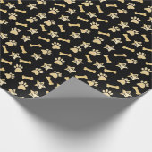Black Gold Pet-Prints, hondenbonen en kerstmis Cadeaupapier (Hoek)