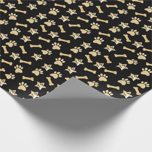 Black Gold Pet-Prints, hondenbonen en kerstmis Cadeaupapier (Hoek)