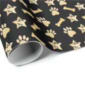 Black Gold Pet-Prints, hondenbonen en kerstmis Cadeaupapier (Rol Hoek)