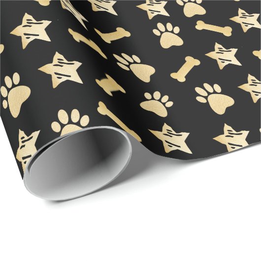 Black Gold Pet-Prints, hondenbonen en kerstmis Cadeaupapier (Rol Hoek)