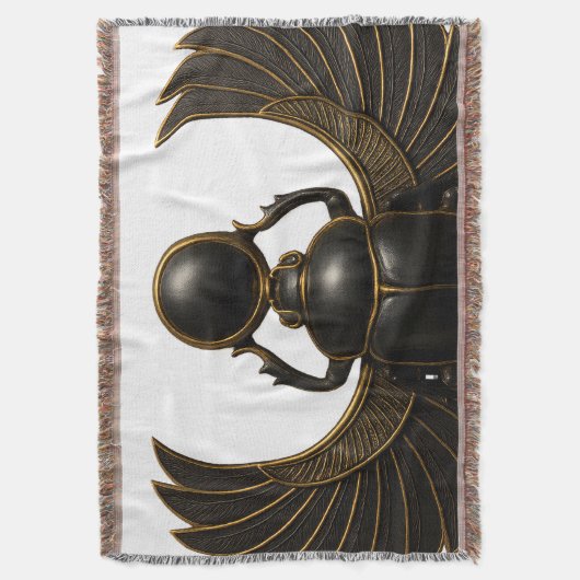 Black & Gold Pharaonic Beetle Throw Blanket Deken (Voorkant Verticaal)