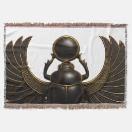 Black & Gold Pharaonic Beetle Throw Blanket Deken