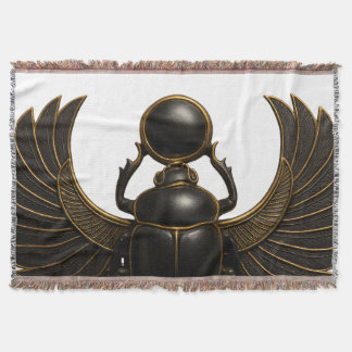 Black & Gold Pharaonic Beetle Throw Blanket Deken