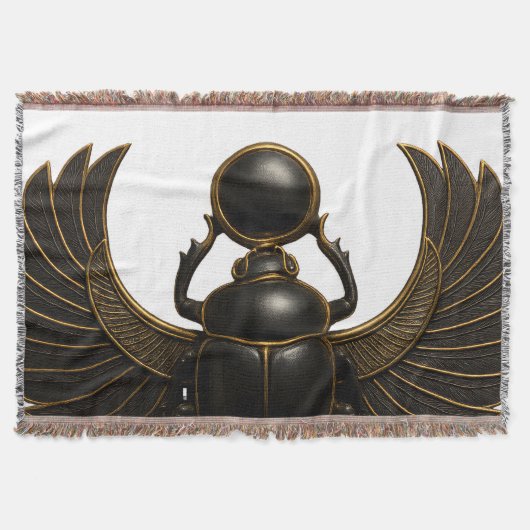 Black & Gold Pharaonic Beetle Throw Blanket Deken (Voorkant)
