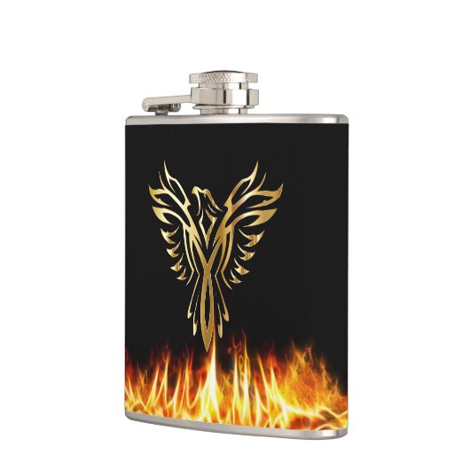 Black Gold Phoenix Flames 6 oz. Heupfles (Links)