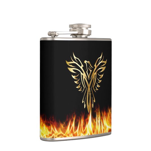 Black Gold Phoenix Flames 6 oz. Heupfles (Rechts)
