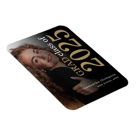 Black Gold Photo 2023 Afstuderen Aankondiging Magneet (Rechterzijde)