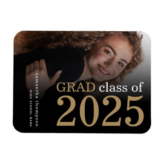 Black Gold Photo 2023 Afstuderen Aankondiging Magneet (Horizontaal)