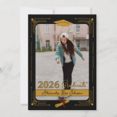 Black Gold Photo Class 2026 Graduate Announcement Kaart (Voorkant)