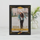 Black Gold Photo Class 2026 Graduate Announcement Kaart (Staand voorkant)