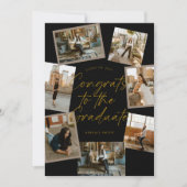 Black & Gold Photo Collage Graduation Aankondiging (Voorkant)