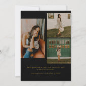 Black & Gold Photo Collage Graduation Aankondiging (Achterkant)