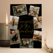 Black & Gold Photo Collage Graduation Aankondiging