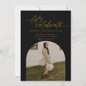 Black & Gold Photo Collage Graduation Kaart (Achterkant)