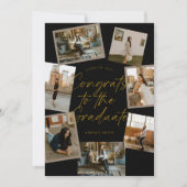 Black & Gold Photo Collage Graduation Kaart (Voorkant)