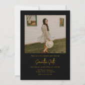 Black & Gold Photo Collage Graduation Kaart (Achterkant)