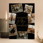 Black & Gold Photo Collage Graduation Kaart