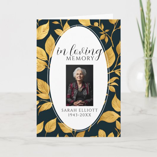 Black & Gold Photo Funeral Order of Service  Programma (Voorkant)