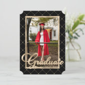 Black Gold Photo Graduparty Kaart (Staand voorkant)