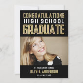 Black Gold Photo High School Afstuderen Aankondiging (Voorkant)