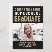 Black Gold Photo Homeschool Afstuderen Aankondiging (Voorkant)