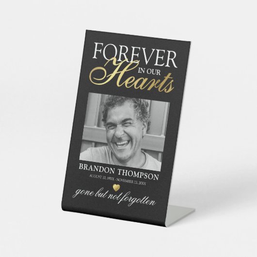 Black Gold Photo Memorial Reclamebord Met Voetstuk (Voorkant)