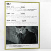 Black Gold Photo Monogram Salon Brochure Drieluik Kaart (Binnenzijde eerst)