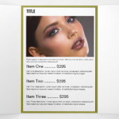 Black Gold Photo Monogram Salon Brochure Drieluik Kaart (Binnenkant midden)