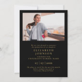 Black Gold Photo RN Nurse Afstuderen aangekondigd Kaart (Achterkant)