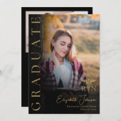 Black Gold Photo RN Nurse Afstuderen aangekondigd Kaart (Voorkant / Achterkant)