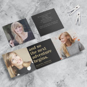 Black Gold Photos Folded Afstuderen Announounding Drieluik Uitnodiging