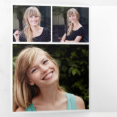 Black Gold Photos Graduation Party Drieluik Uitnodiging (Binnenzijde eerst)