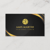 Black & Gold Pickleball Coach Visitekaartje (Voorkant)