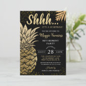 Black Gold Pineappel Surprise Retirement Party Kaart (Staand voorkant)