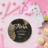 Black Gold Pineappel Surprise Retirement Party Papieren Bordje (Feest)