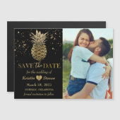 Black Gold Pineapple Photo Save the Date Magnet (Voorkant / Achterkant)