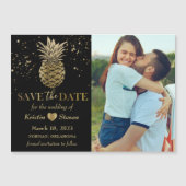 Black Gold Pineapple Photo Save the Date Magnet (Voorkant)
