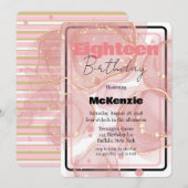 Black Gold Pink Alcohol Ink 18th Birthday Party Kaart (Voorkant / Achterkant)