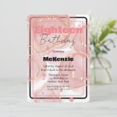 Black Gold Pink Alcohol Ink 18th Birthday Party Kaart (Staand voorkant)