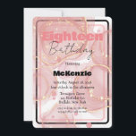 Black Gold Pink Alcohol Ink 18th Birthday Party Kaart<br><div class="desc">Ik hoop dat je van deze roze en gouden alcohol zult genieten,  inkt met een zwarte grens en roze-zwarte-gouden typografie. Dit zou geweldig zijn voor een 18e meisjesfeestje!</div>