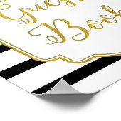 Black Gold Pink Waterverf Floral Guest Book Sign Poster (Hoek)