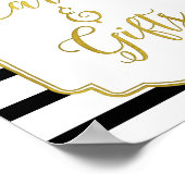 Black Gold Pink Waterverf Floral Kaart Gifts Sign Poster (Hoek)