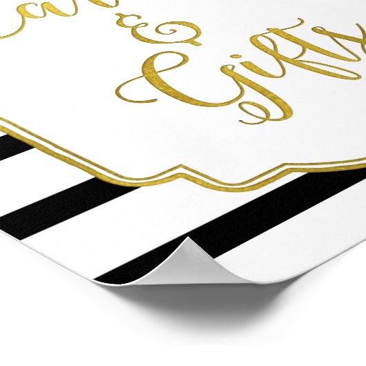 Black Gold Pink Waterverf Floral Kaart Gifts Sign Poster (Hoek)