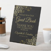 Black & Gold Please Sign our Guest Book Sign Reclamebord Met Voetstuk (Insitu)