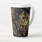 Black & Gold Poinsettias & Holly Latte Mok (Rechterhoek)