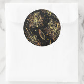 Black & Gold Poinsettias & Holly Ronde Sticker (Tas)