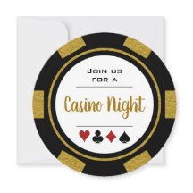 Black Gold Poker Chip Casino Night Birthday