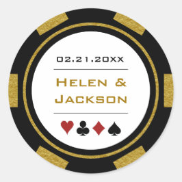Black Gold Poker Chip Las Vegas Casino Wedding Ronde Sticker