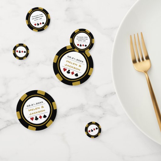 Black Gold Poker Chip Las Vegas Wedding Confetti (Groep)